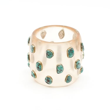 Turquoise Studded Clear Resin Bangle