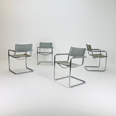 Set of  4  Mid century MG5 Centro Studi desk armchair by Mart Stam & Marcel Breuer for Matteo Grassi, 1970s Italy 
