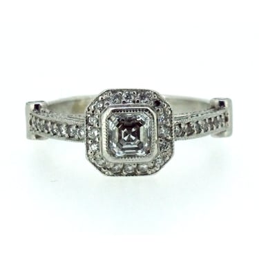 Asscher-Cut Diamond Halo Engagement Ring