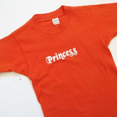 Vintage 70s Princess T Shirt XS - Mayo Spruce Orange Cotton Crewneck Fitted T Shirt 