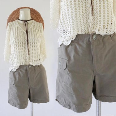 olive cargo shorts - 10 - vintage y2k green casual hiking camping chino khaki khakis cargo 