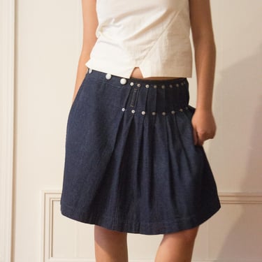 1990s Jean Paul Gaultier Jeans Denim Pleated Skirt 