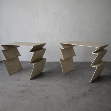 Pair of Post Modern Sculptural Zig Zag Tables 