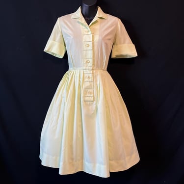 1950s lime day dress shirtwaist fit and flare frock medium 