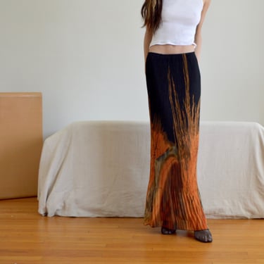 micropleat watercolor y2k floor sweeping skirt 