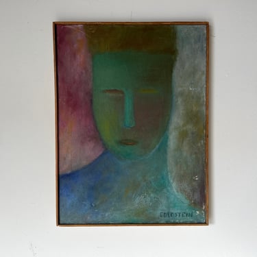 70's Goldstein Abstract Oil Portrait Painting 