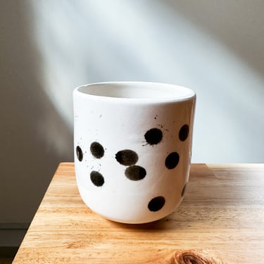Ink Drop Porcelain Tumbler // handmade ceramic cup 
