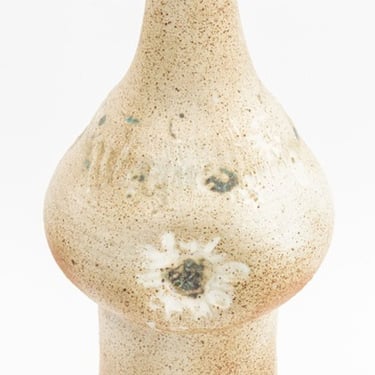 Mid-Century Modern Floral Motif Stoneware Vase