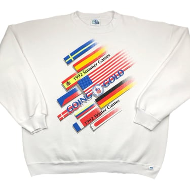 Vintage 1992 Olympic Summer and Winter Games USA Olympic Training Center “Going Gold” Graphic Crewneck Sweatshirt Pullover Size XL/XXL 