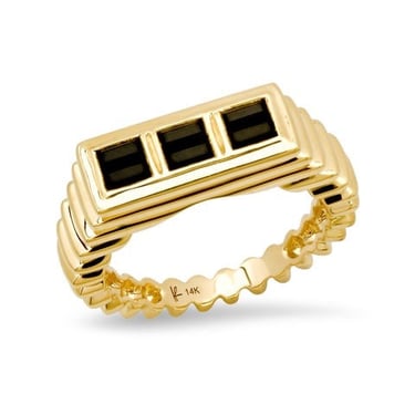 Fluted Colorblock Ring in Onyx (By Special Order)