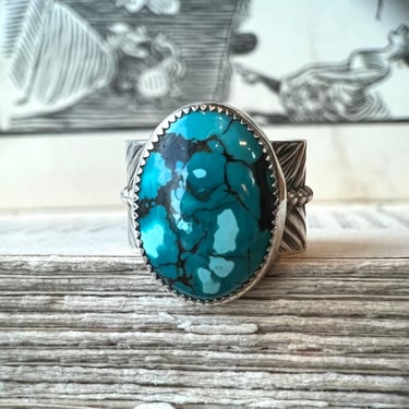 Sagitta Silver Thick Band - Turquoise - Size 9.5