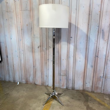 Heavy Chrome Floor Lamp with Linen Drum Shade (Multiple Available)