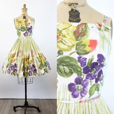 1950s Frances Foster COTTON FLORAL print dress xs | new summer 