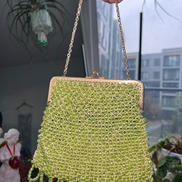 Vintage 1960s Green Beaded Handbag