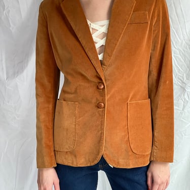 1970s Velvet Jacket / Copper Brown Velvet Suit / Leisure Wear /  Blazer / Workwear / Secretary CEO Jacket 