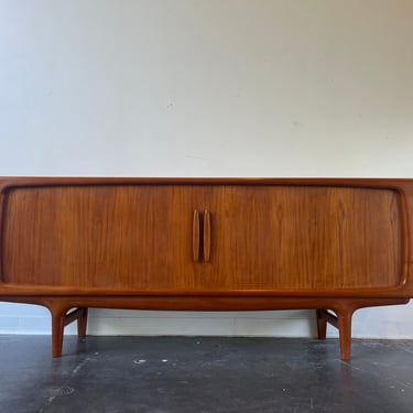 Danish teak credenza with tambour door by Falster 