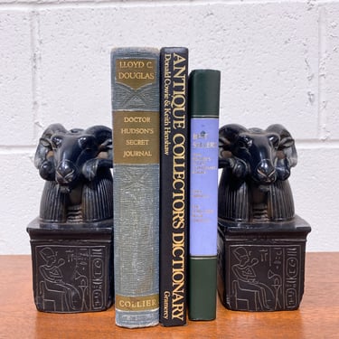 Vintage Egyptian Amun Carved Stone Bookends