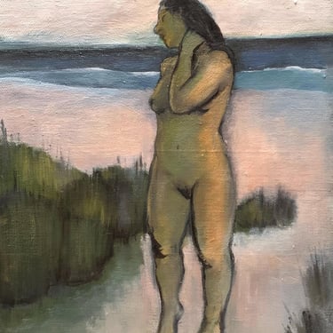 Original Oil Painting - Oil on Canvas - Nude Female - Beach - One of a Kind - Fine Art Nude - Figurative Painting - Seascape 