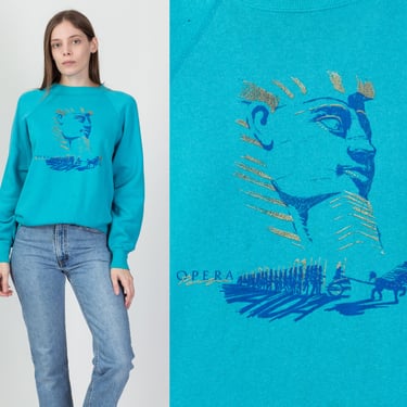 80s Aida Ancient Egypt Opera Pacific Sweatshirt - Extra Large | Vintage Blue Graphic Theater Pullover 