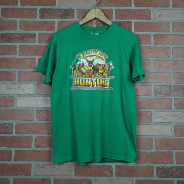Vintage 80s I'd Rather Be Hunting ORIGINAL Iron On Tee - Large 