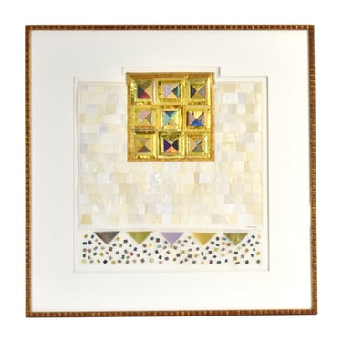 Lucinda Carlstrom Quilted Paper Sculpture Gold and White Tones Atlanta artist 