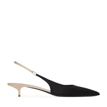 Saint Laurent Women Cherish Open Back Pumps In Crêpe Satin