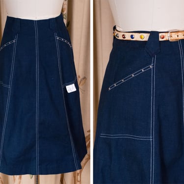 1950s Western Wear  - Killer Deadstock Vintage Late 50s/Early 60s Studded Denim Western Skirt by Pioneer Wear 