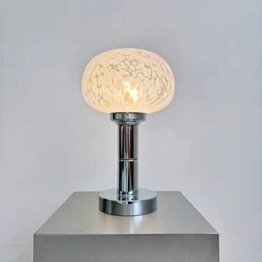 SPOTTED MURANO GLASS & CHROME TABLE LAMP ATTRIBUTED TO CARLO NASON FOR MAZZEGA, 60's