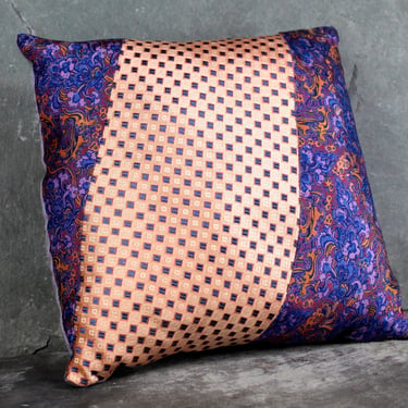 UNIQUE Necktie Pillow, One of a Kind Up-Cycled - 6"x6" Pillow Made from Up-Cycled Vintage Silk Ties - Pillow Form Included | FREE SHIPPING 