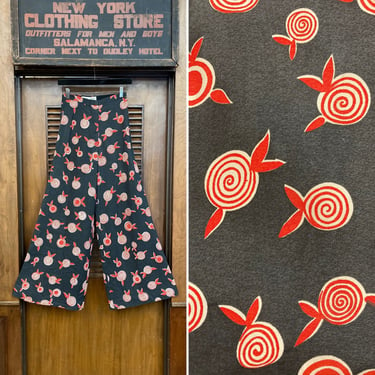 Vintage 1960’s Made in U.K Ossie Clark Mod Atomic Bullsye Pattern Trouser Pants, 1960’s Slacks, Trousers, Vintage Pants, Bullseye Pattern, 