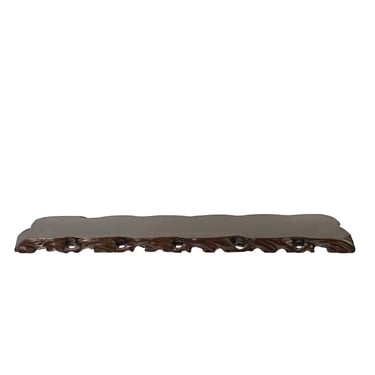 21.5" Dark Brown Wood Carving Rectangular Table Top Stand Riser ws2904AE 