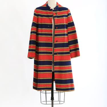 Vintage 60s striped woven wool coat 