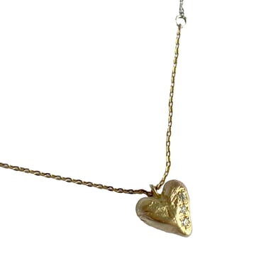 Sonja Fries | Sterling Silver and 14k gold chain with 10k 3 Diamond Heart Necklace