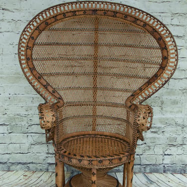 Vintage Rattan Emmanuelle Peacock Chair 
