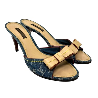 Louis Vuitton Blue Denim Kitten Heels
