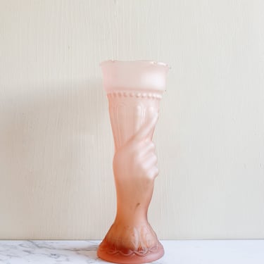 pink art deco "main et torche" glass vase