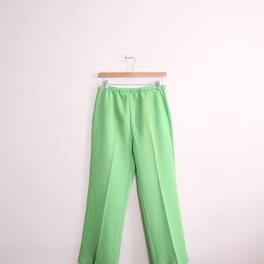 Lime Green 70s Knit Pants 
