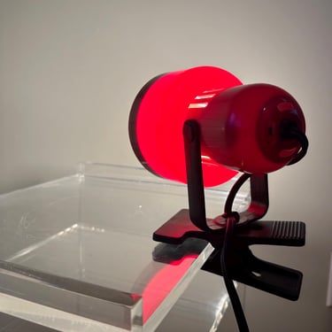 70’s Modern Vintage bright Red Desk Lamp Clamp - Free Shipping 