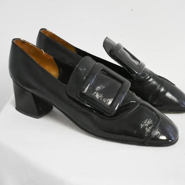 1960s Ramona Black Heels with Large Buckles 