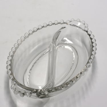 vintage candle wick divided glass dish 