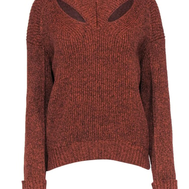 Proenza Schouler - Rust & Black Knit Pullover Wool Sweater w/ Cut Outs Sz L