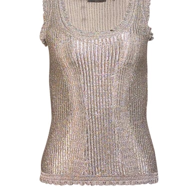 Alexander McQueen - Silver Metallic Sleeveless Knit Top Sz S