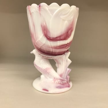 Bennett Guernsey slag glass dove vase 