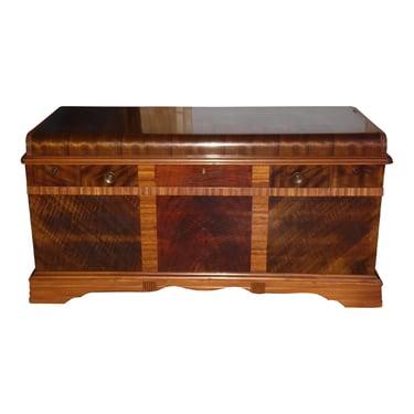 Vintage Cavalier Art Deco Waterfall Cedar Trunk Blanket Chest With Light