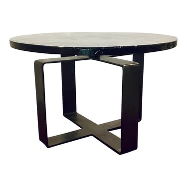 Industrial Modern Smoked Textured Thick Glass Cocktail Table