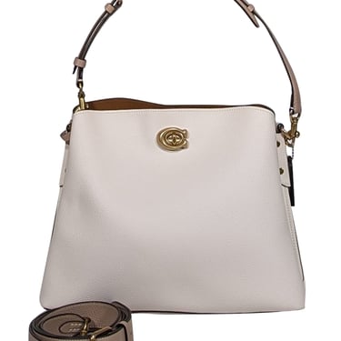 Coach - Ivory Pebbled Leather "Willow" Shoulder bag w/ Beige Straps