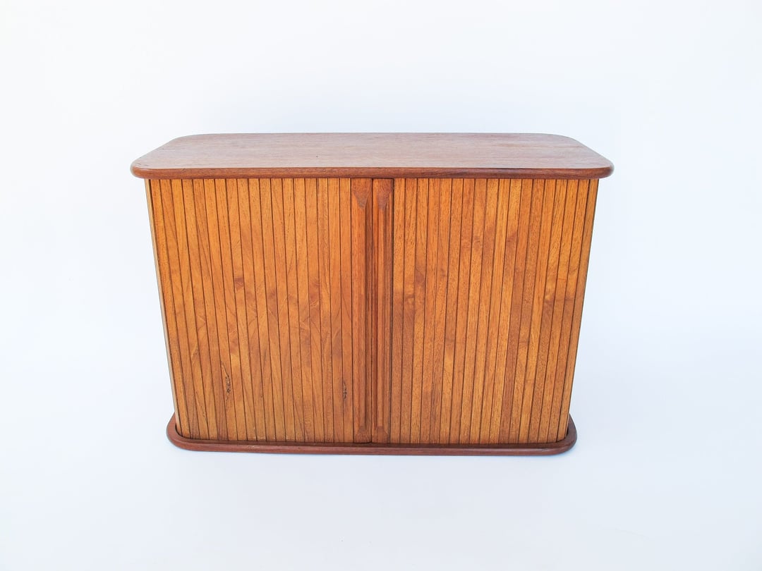 Midcentury Teak Sliding Tambour Door Teak Wall Made