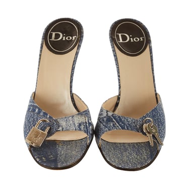 Dior Denim Logo Lock Heels