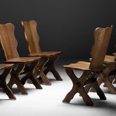 Set of (6) Brutalist Dining Chairs