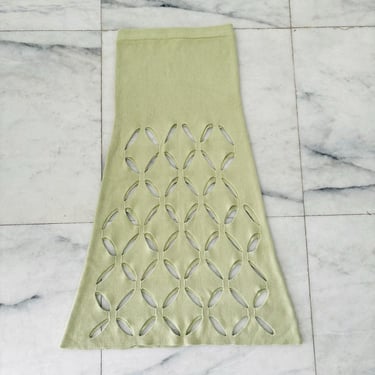 Women’s Knit Maxi Skirt Cut Out Pull On Sage Green Size Large Festival Boho 